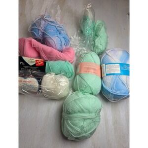 Vintage Brunswick Red Heart Baby Wintuk Yarn Lot Pastel Blue Green Pink Boho 8pc